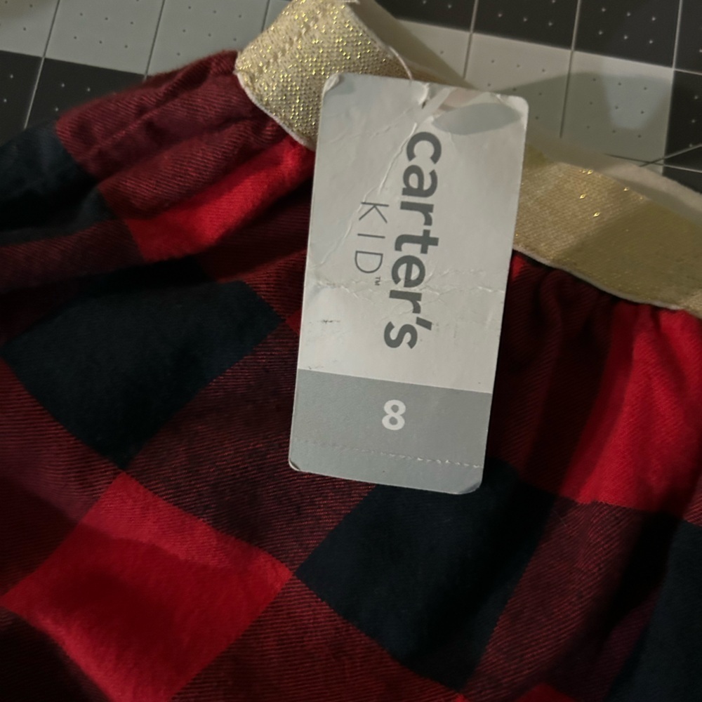 Carter's Red and Black Plaid Skirt with Gold Waistband - Picture 3 of 6